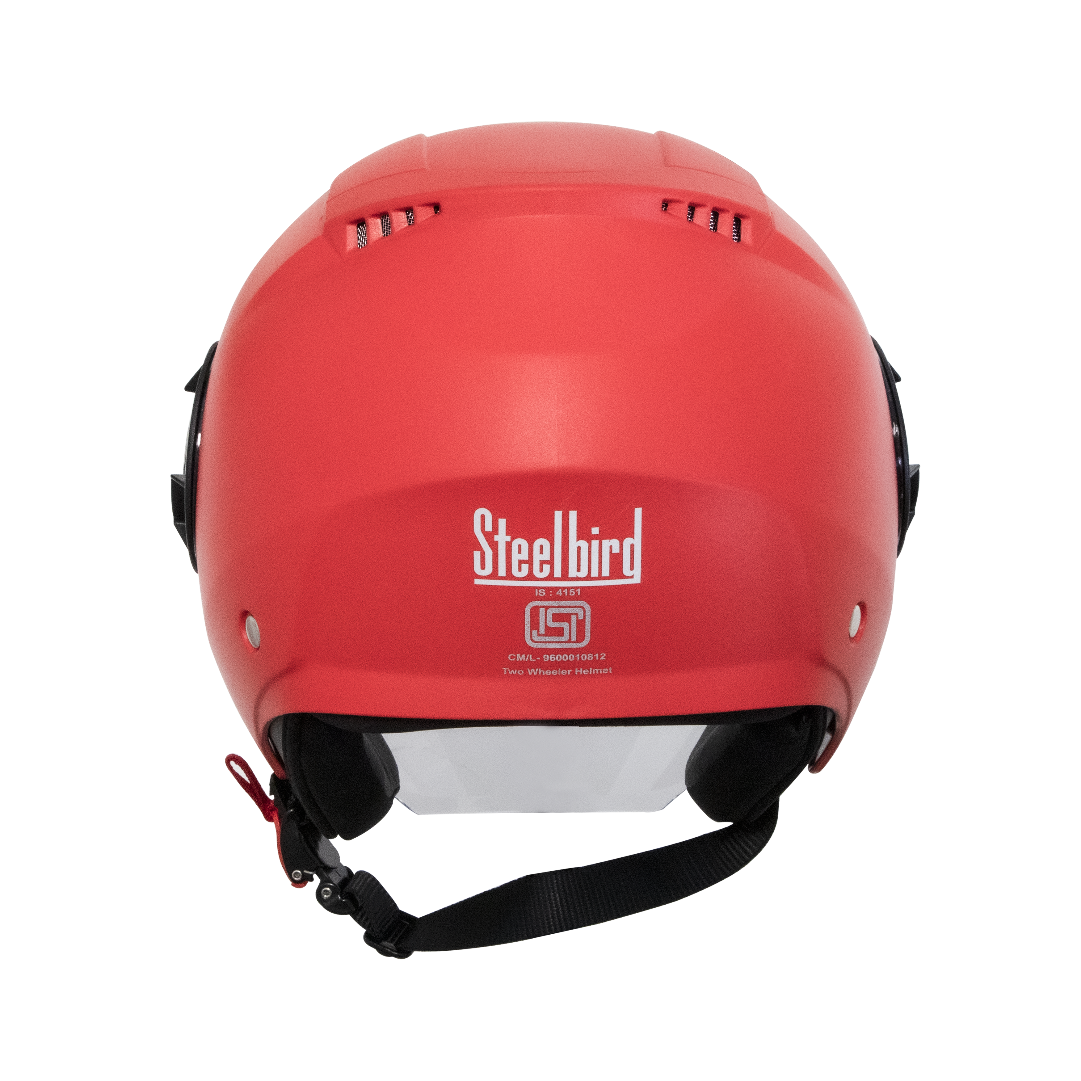 Steelbird Baron Open Face Helmet, ISI Certified Helmet (Dashing Red With Smoke Visor)